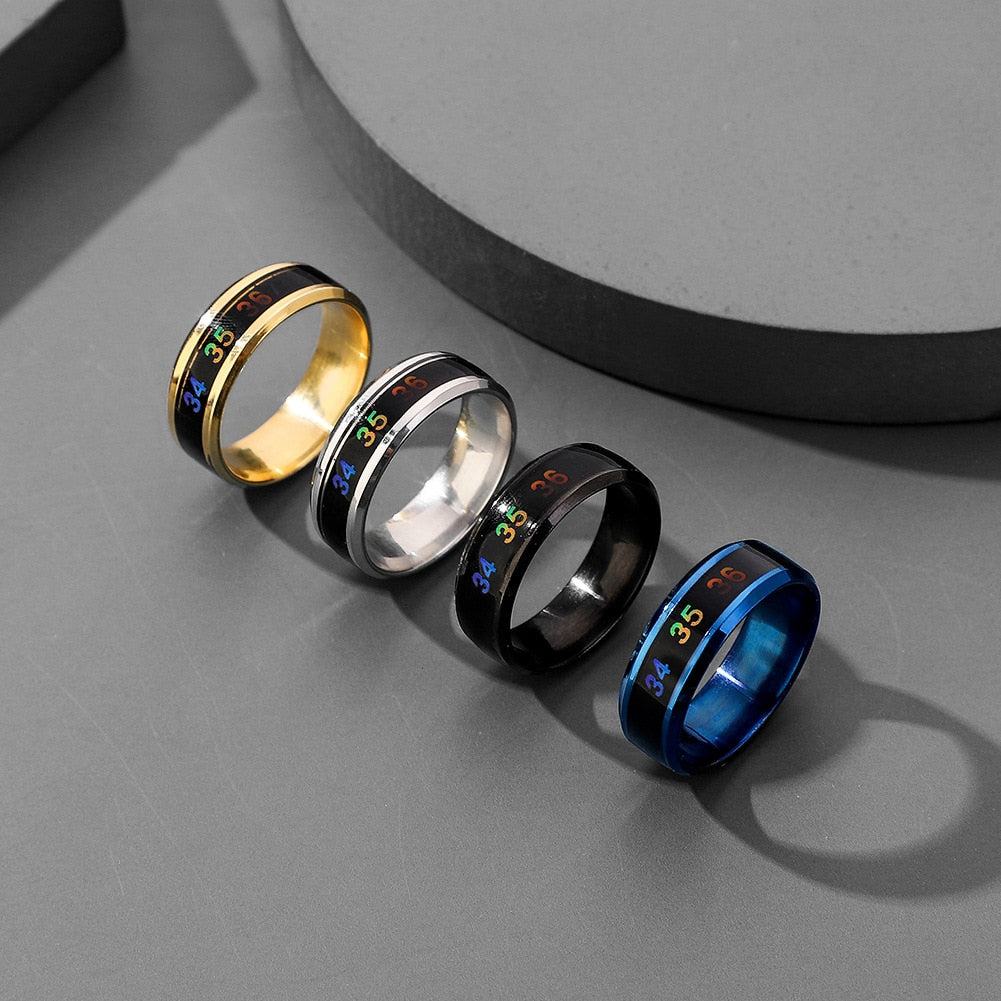 Smart Sensor Body Temperature Ring Stainless Steel Fashion Display Real-time Temperature Test Finger Rings