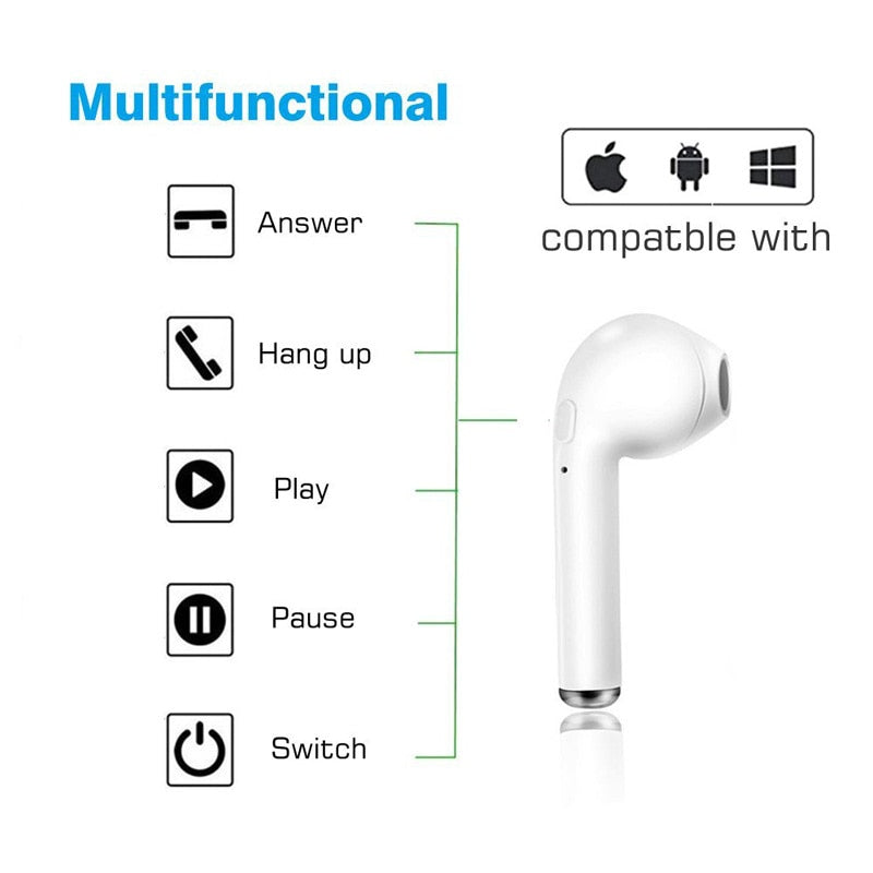 Hot Sale I7s TWS Bluetooth Earphone For All Smart Phone Sport headphones Stereo Earbud Wireless Bluetooth Earphones In-ear